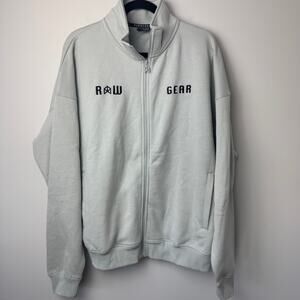 Raw Gear Men's Full Zip Grey Heavy Weight Sweatshirt Size Large